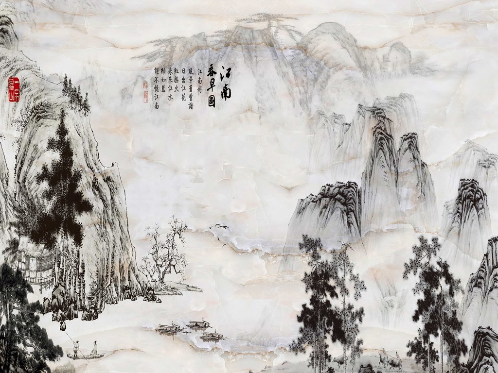 大理石山水画