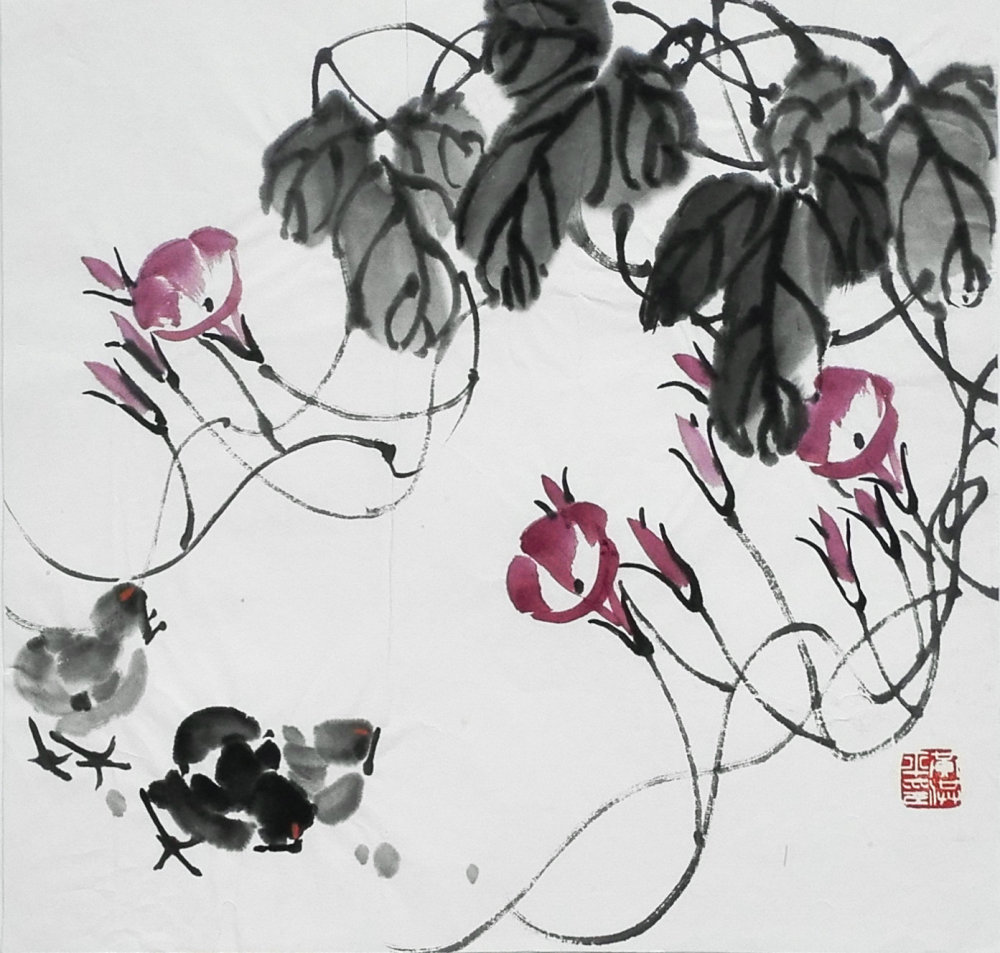 国画工笔牵牛花