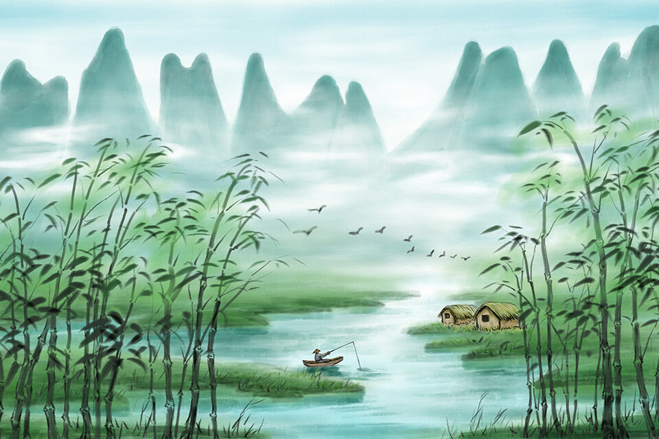山水风景画:山水风景画简单又漂亮