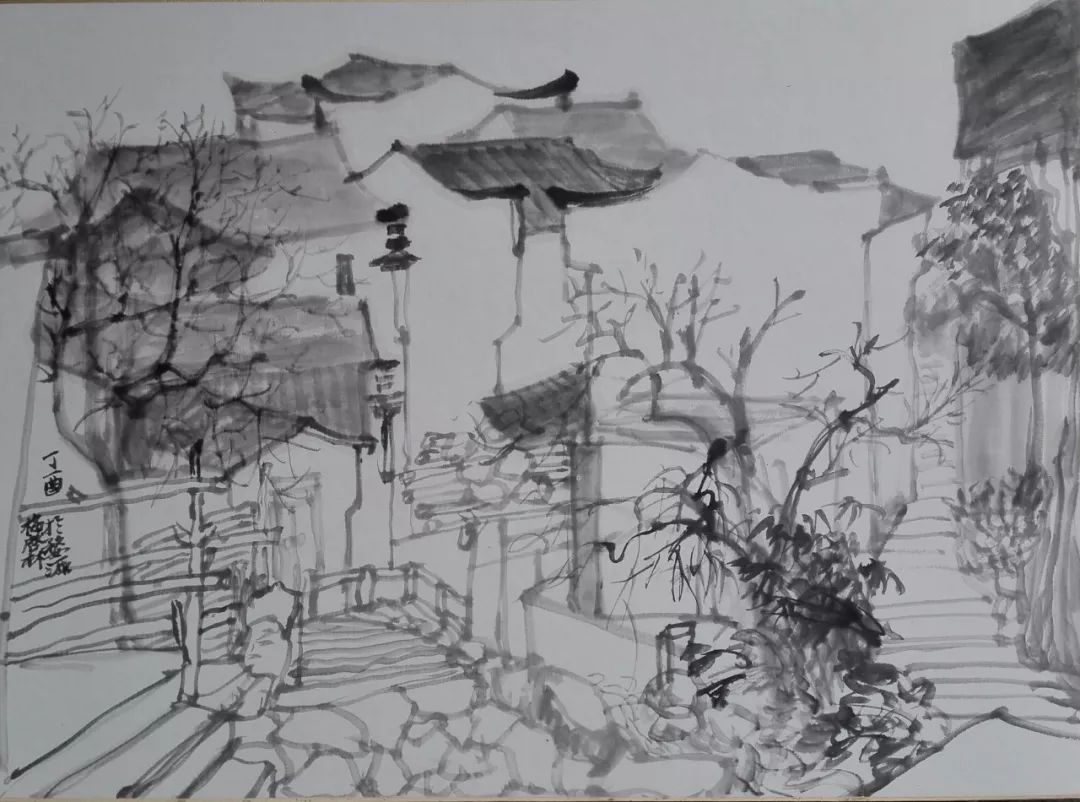 淡墨山水画;淡墨山水画最简单三个步骤